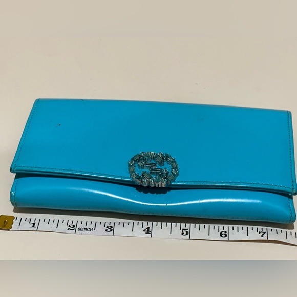 Gucci Interlocking GG Aqua Blue Long Crystal Wallet - Picture 11 of 11